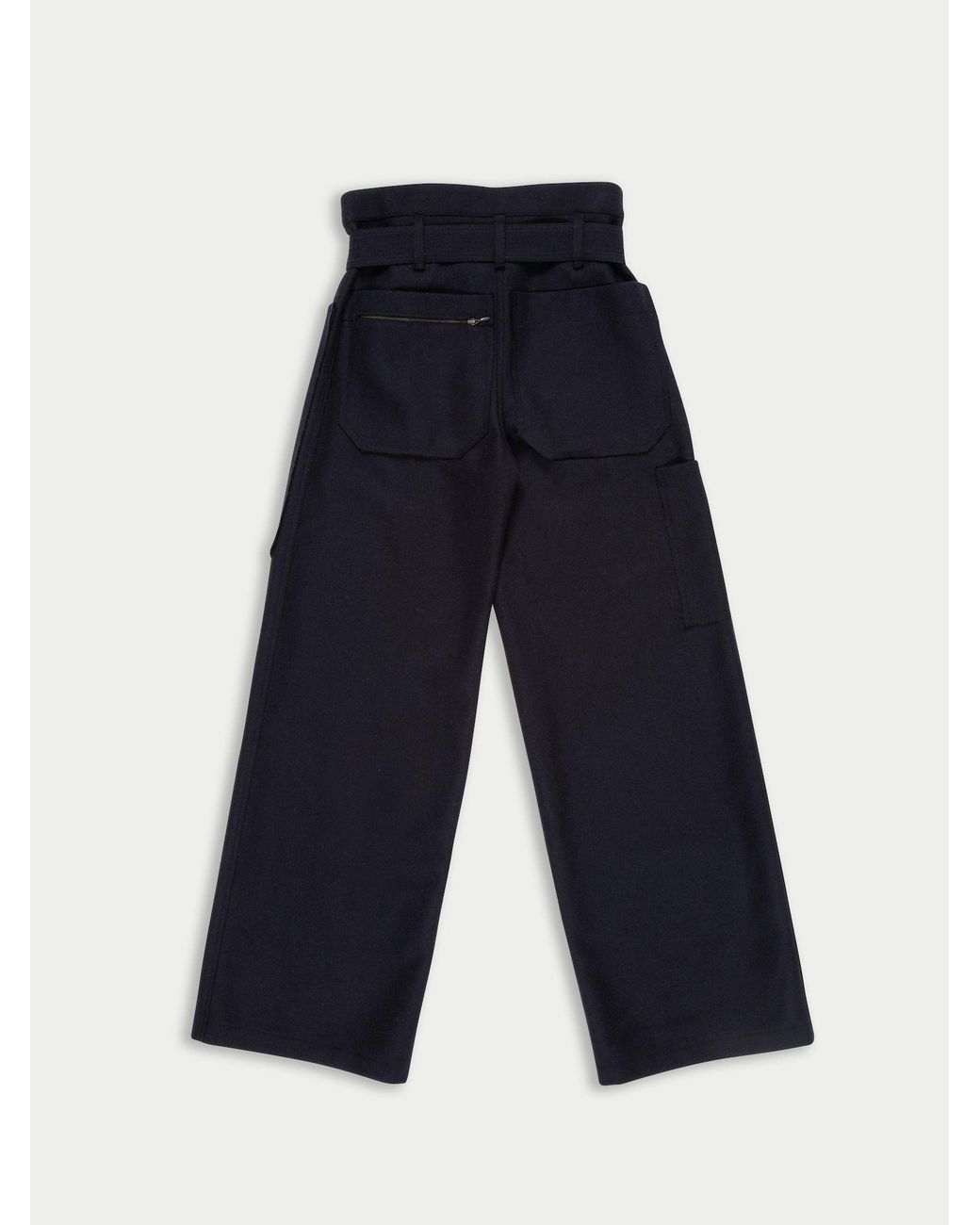 La Fetiche Blue David Raw-Cut Felt Sailor Pants With Military D Ring Belt
