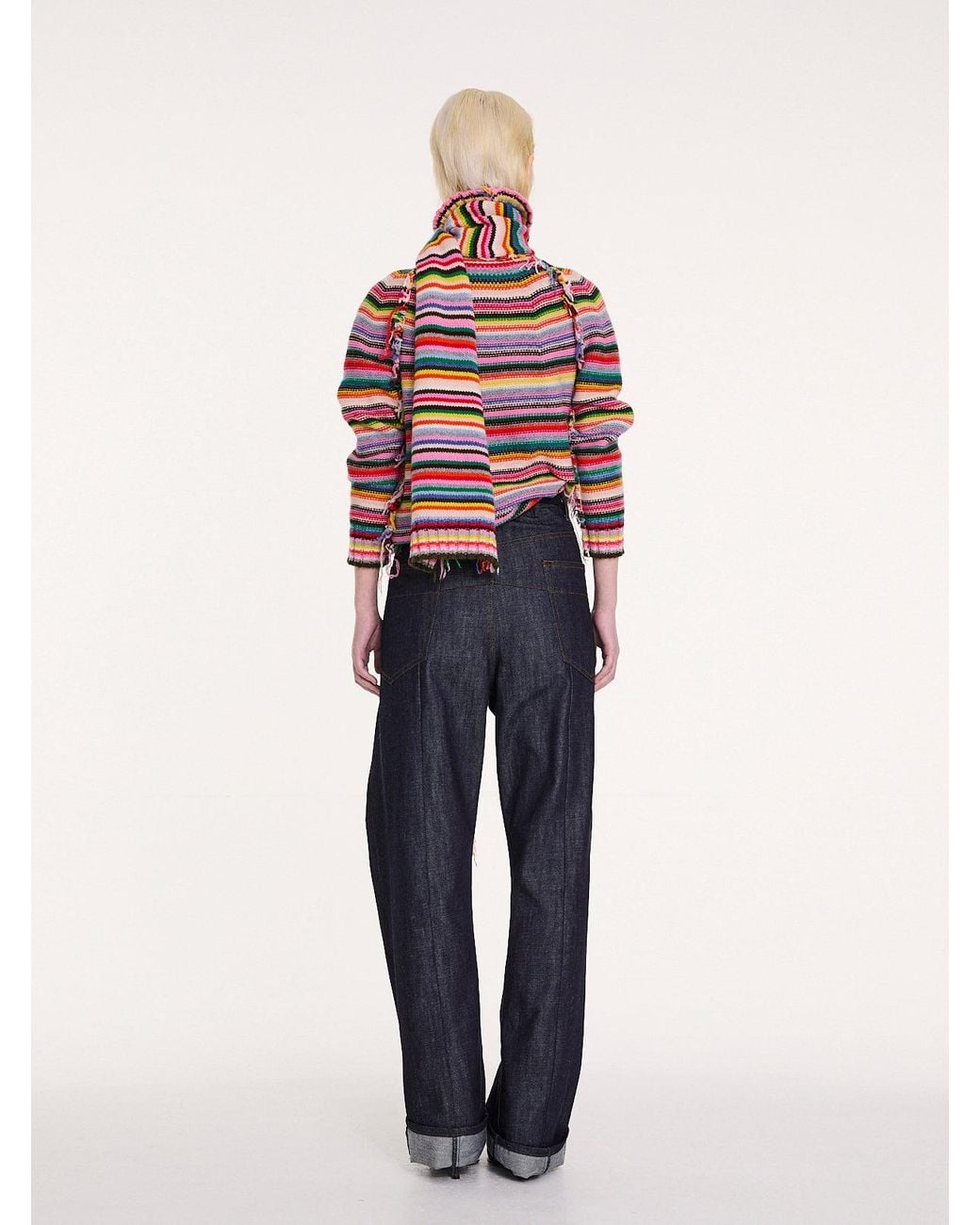 La Fetiche Red Solange Striped Polo Neck Sweater