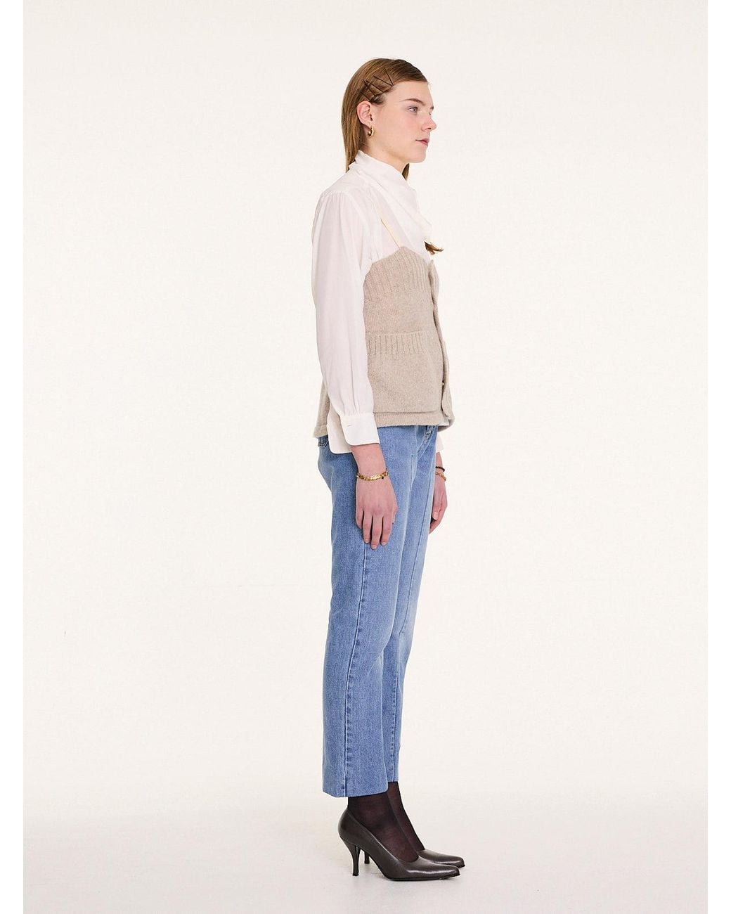 La Fetiche White Yuki Knitted Camisole Top