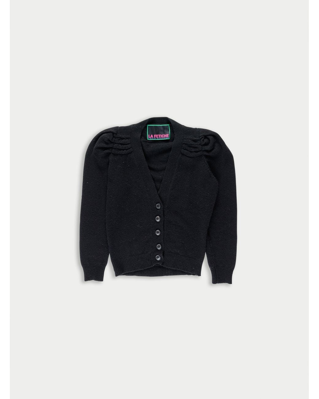 La Fetiche Black Vikki V-Neck Cardigan