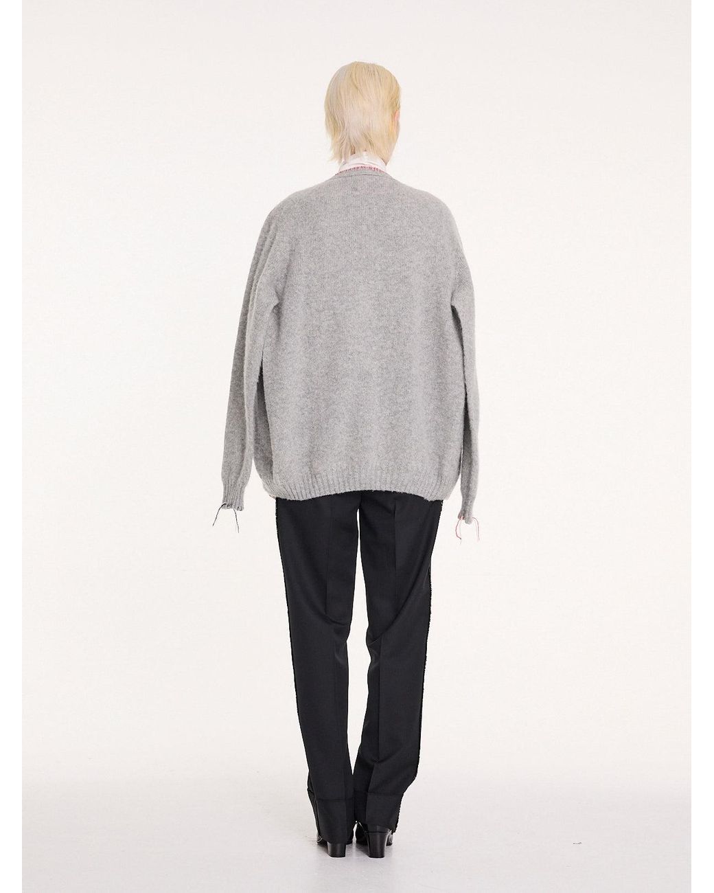 La Fetiche Gray Beaton Brushed V-Neck Cardigan