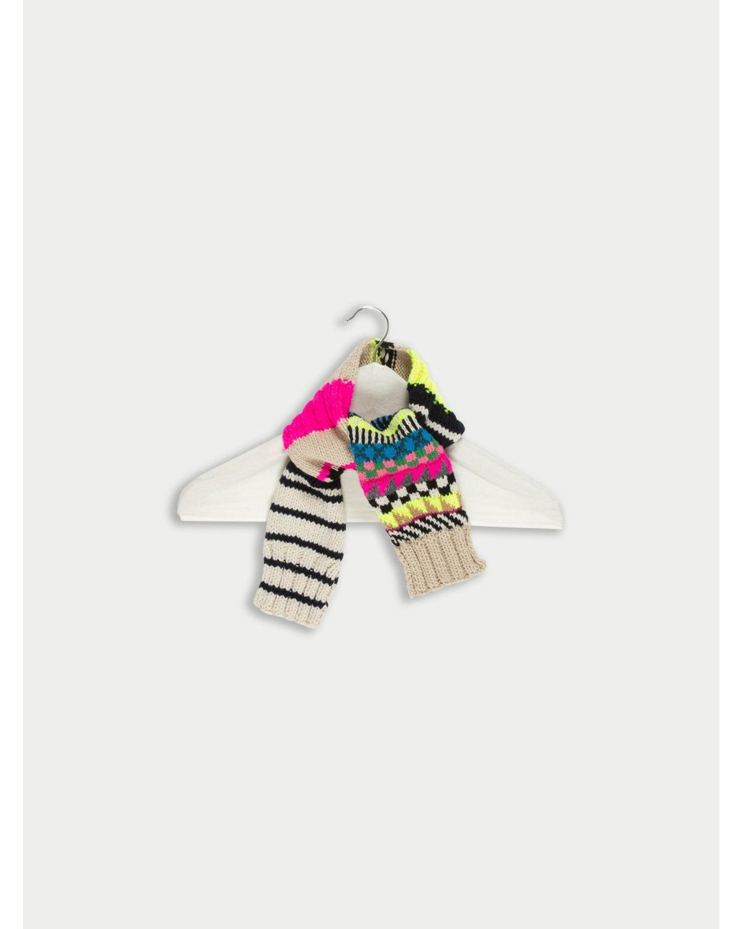 La Fetiche Pink Margot Hand Knitted Mini Fairisle Scarf