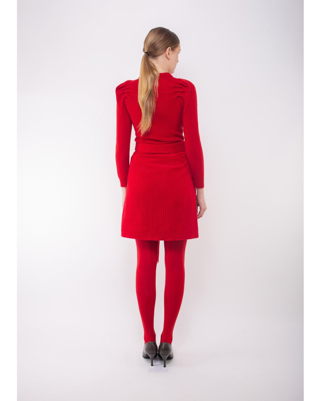 La Fetiche Red Zouzou Corduroy A-Line Skirt