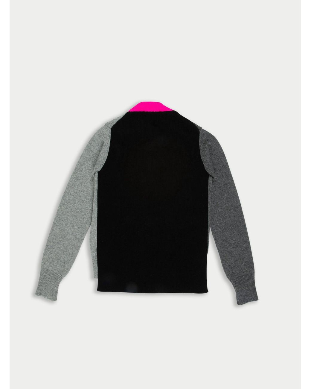La Fetiche Gray Cathy Hand Framed Patched Sweater With Neon Collar Detail