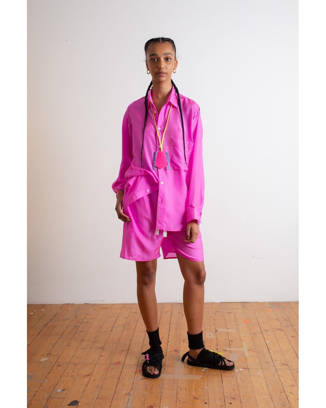 La Fetiche Pink Nico Silk Shirt