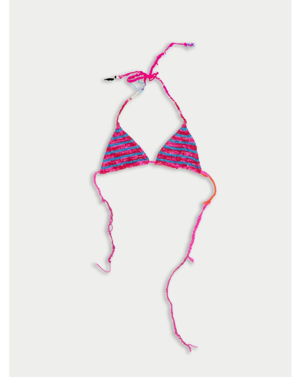 La Fetiche Pink Chloe Handknitted Striped Bikini Top