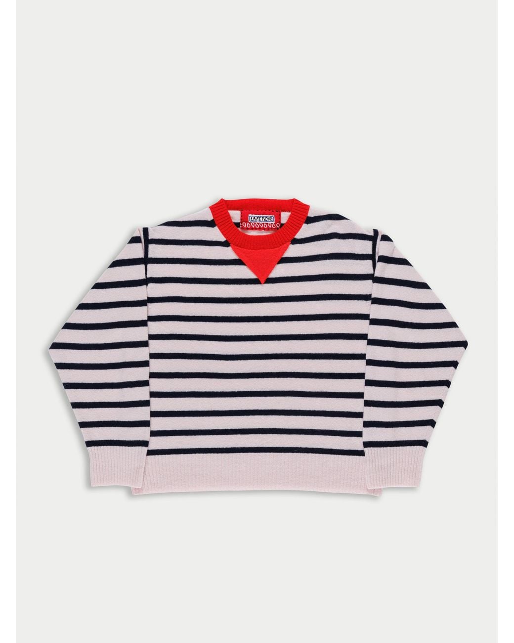 La Fetiche Red Olga Striped Crew Neck Sweater
