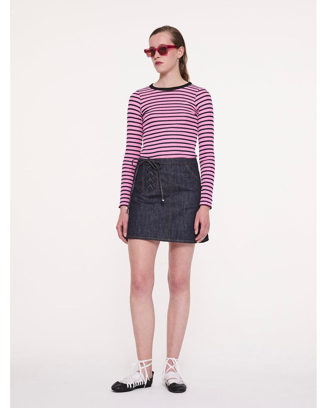 La Fetiche Red Jackie Raye Fine Weight Ribbed Top