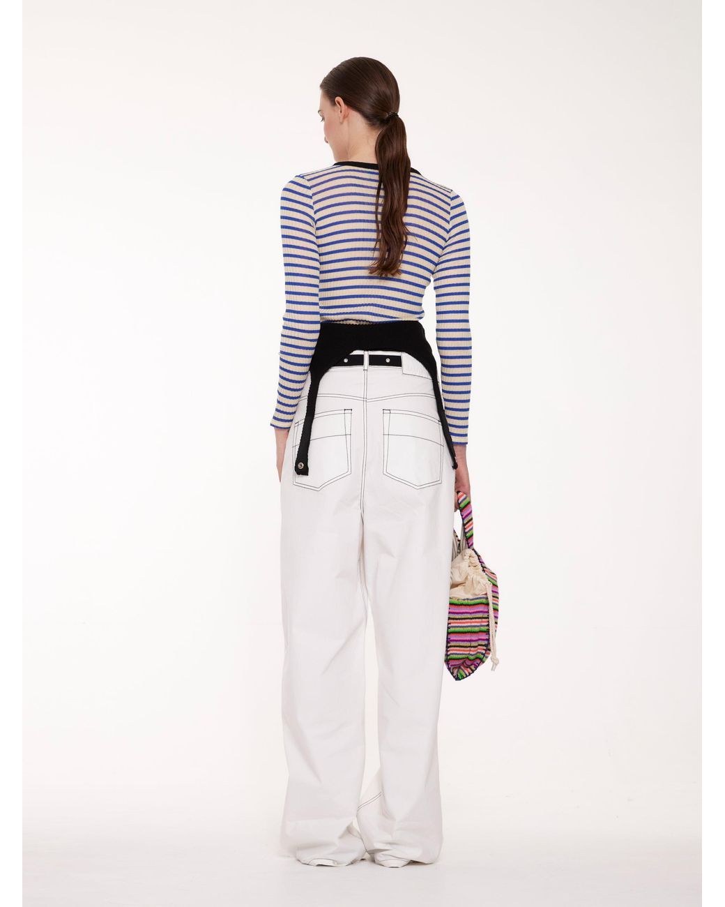 La Fetiche Blue Jackie Raye Fine Weight Ribbed Top