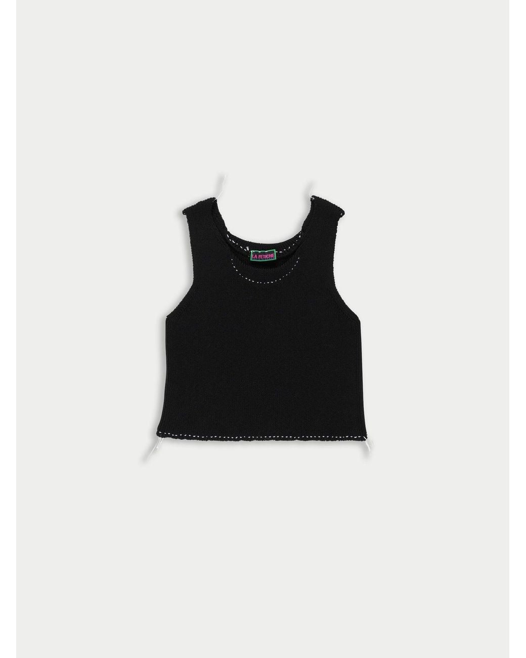 La Fetiche Black Axel Ribbed Vest Top