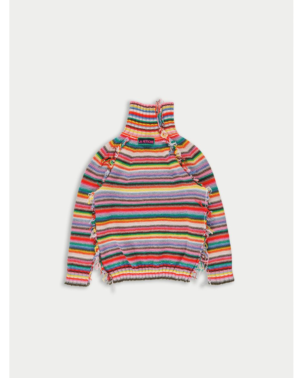 La Fetiche Red Solange Striped Polo Neck Sweater
