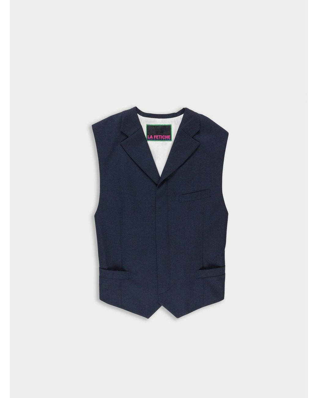 La Fetiche Blue Flore Sleeveless Tailored Vest