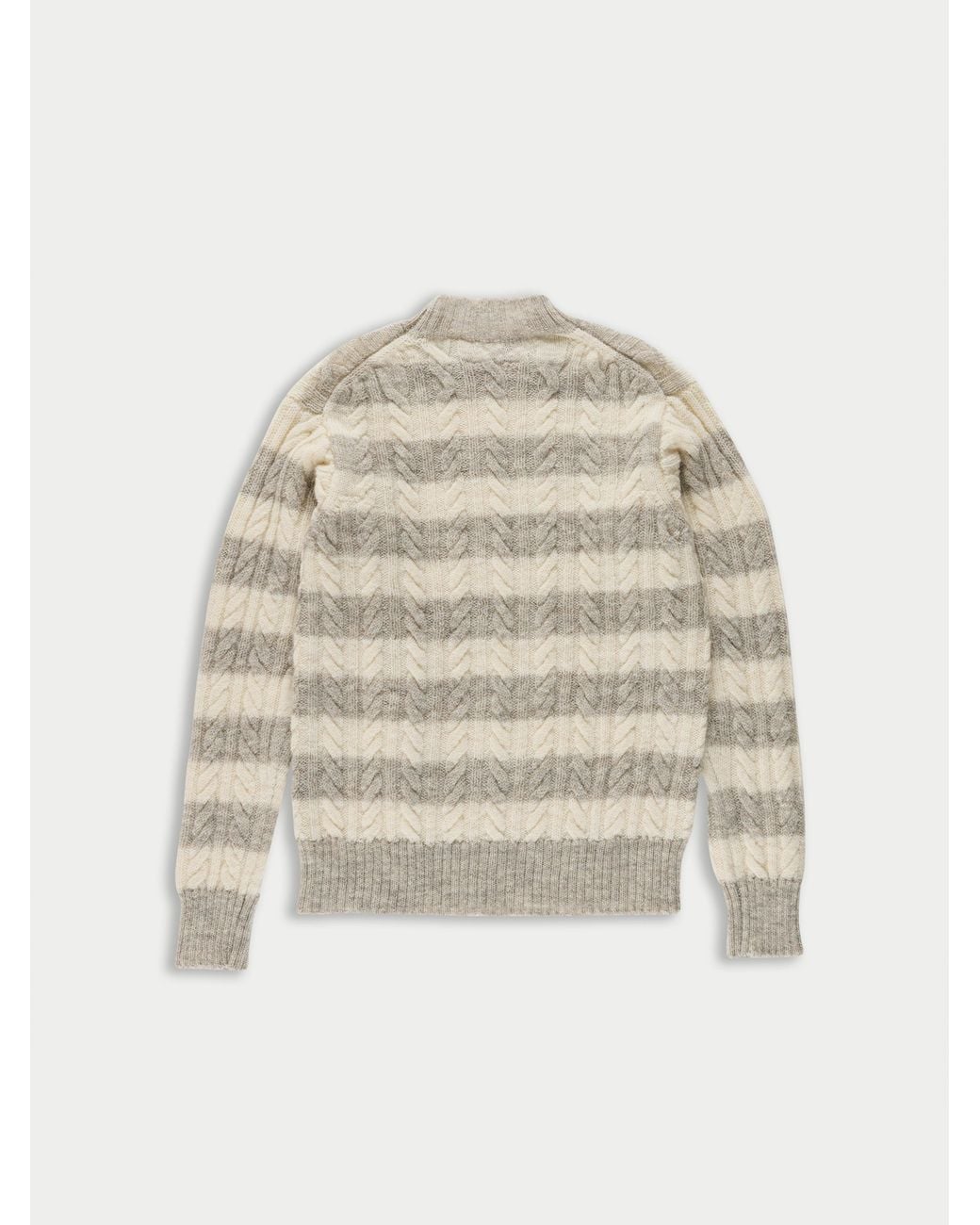 La Fetiche White Kurt Striped Cable Sweater