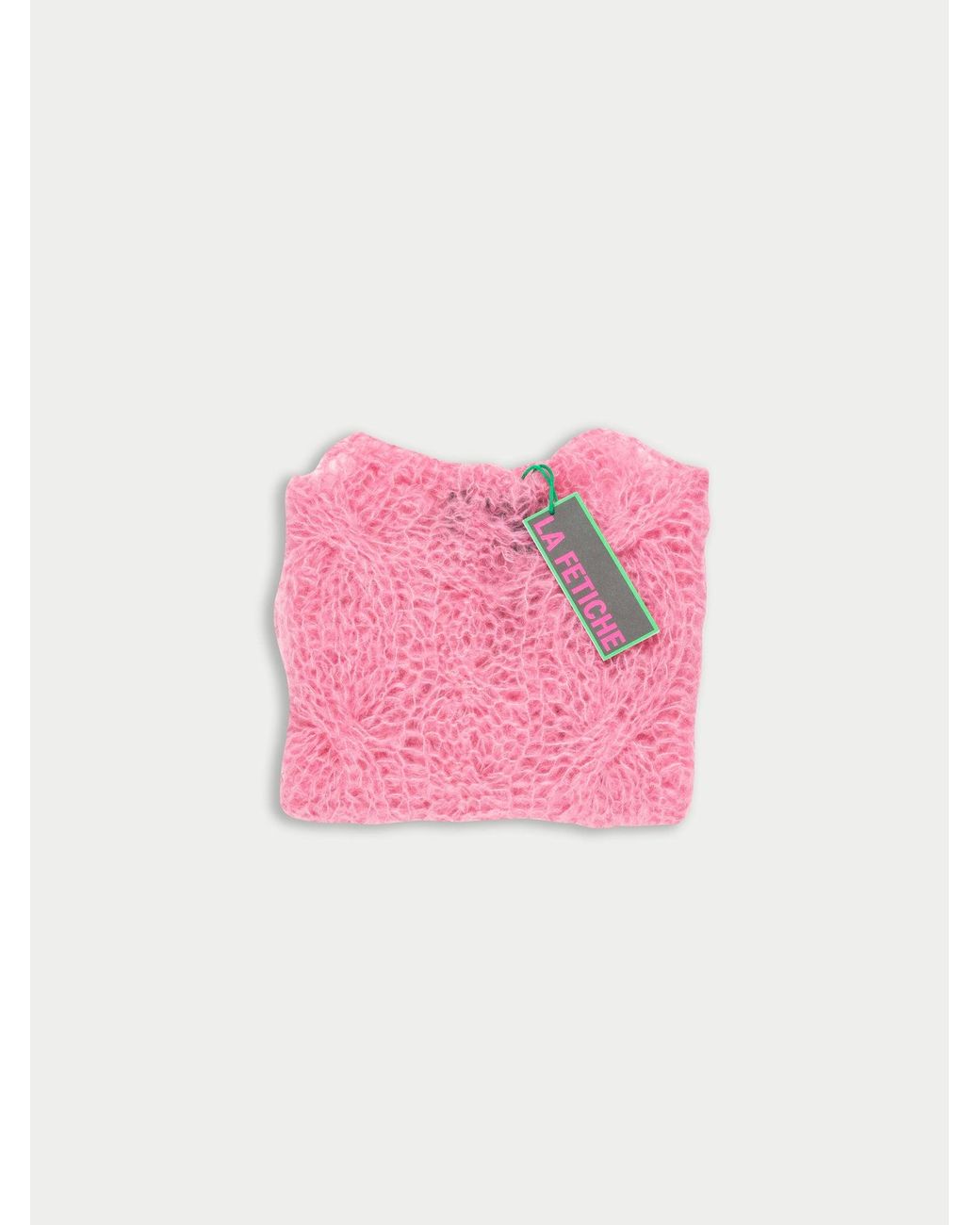 La Fetiche Pink Candy Hand Knitted Cable Mohair Sweater