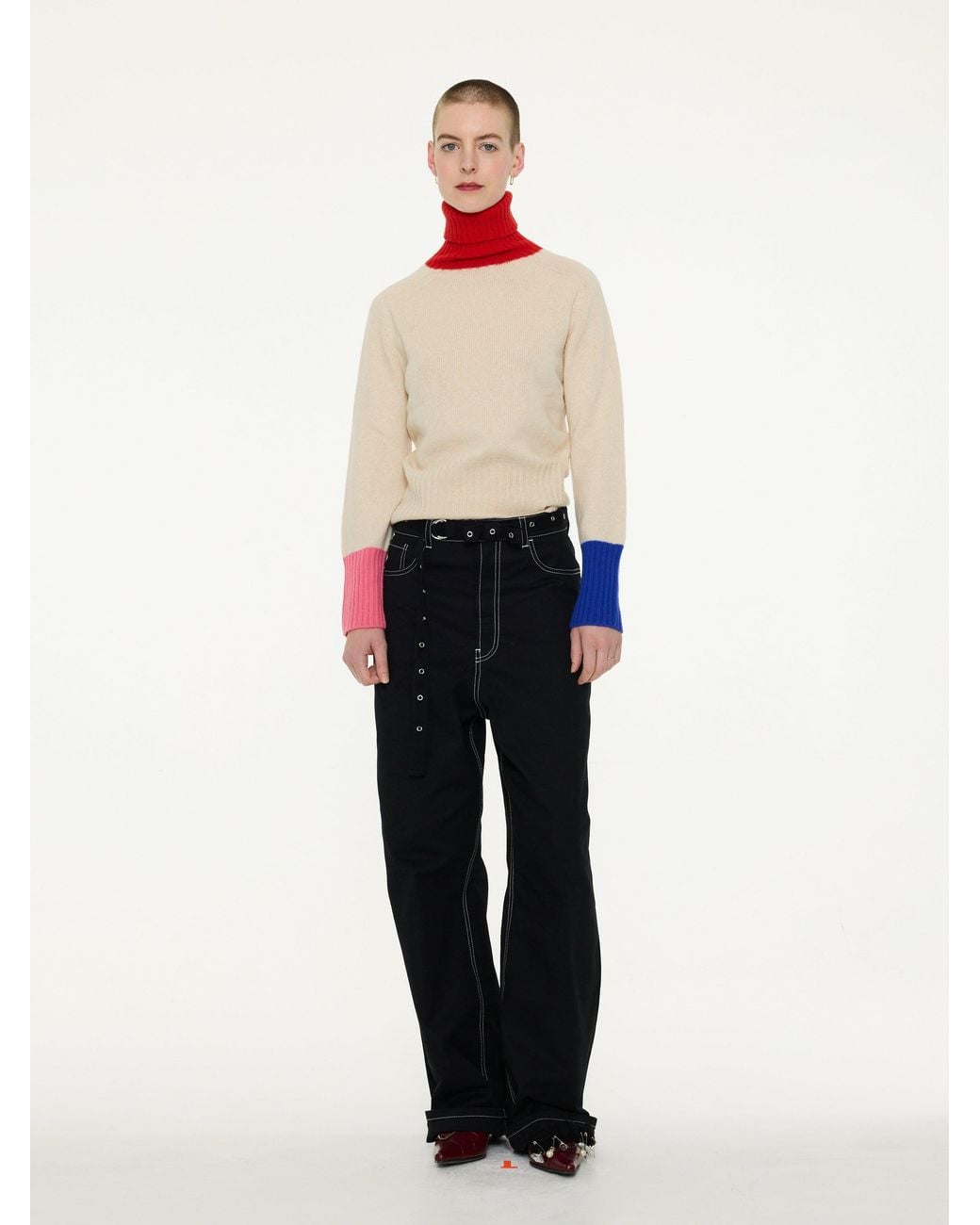La Fetiche White Rudi Traditional Seam-Free Polo Sweater