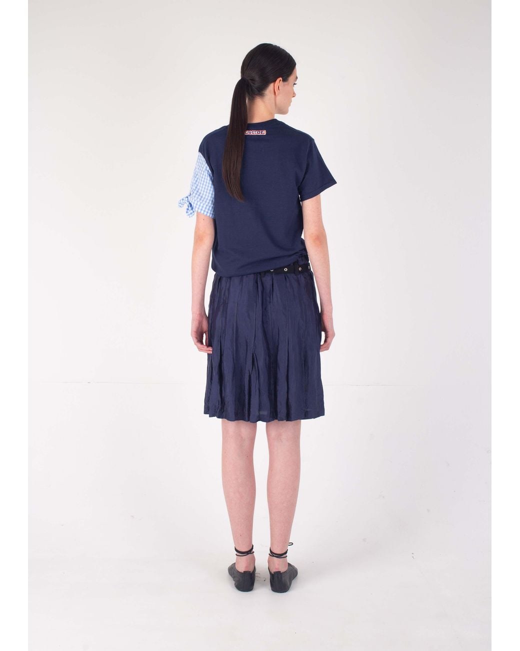 La Fetiche Blue Bernadette Pleated Skirt