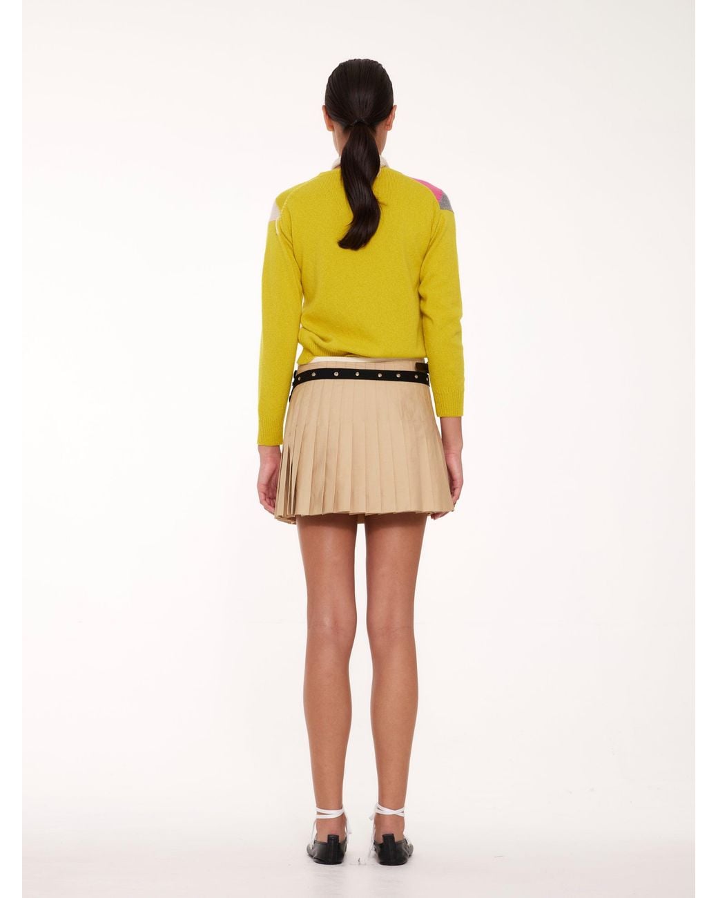 La Fetiche Yellow Cynthia Crew Neck Argyle Cardigan