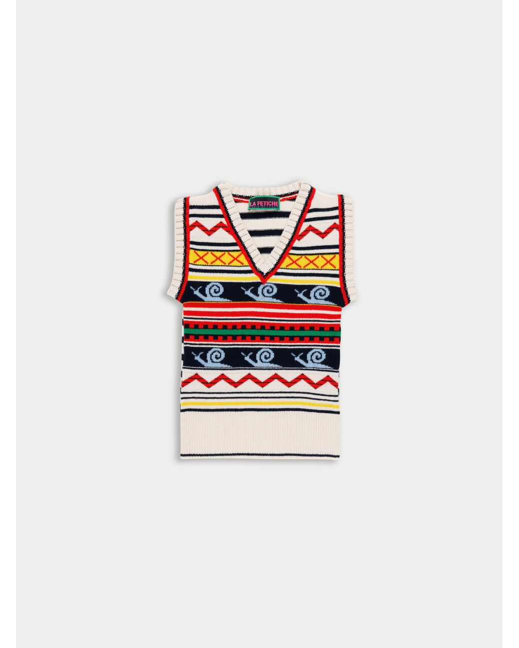 La Fetiche White Stardust V-Neck Sweater Vest