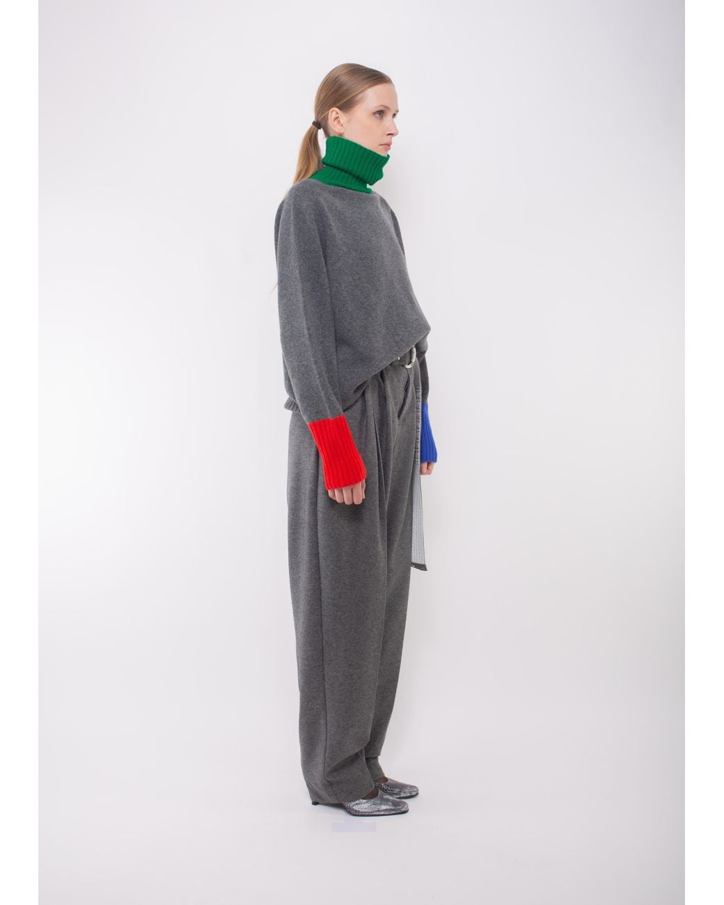 La Fetiche Gray Angela Pleated Trousers