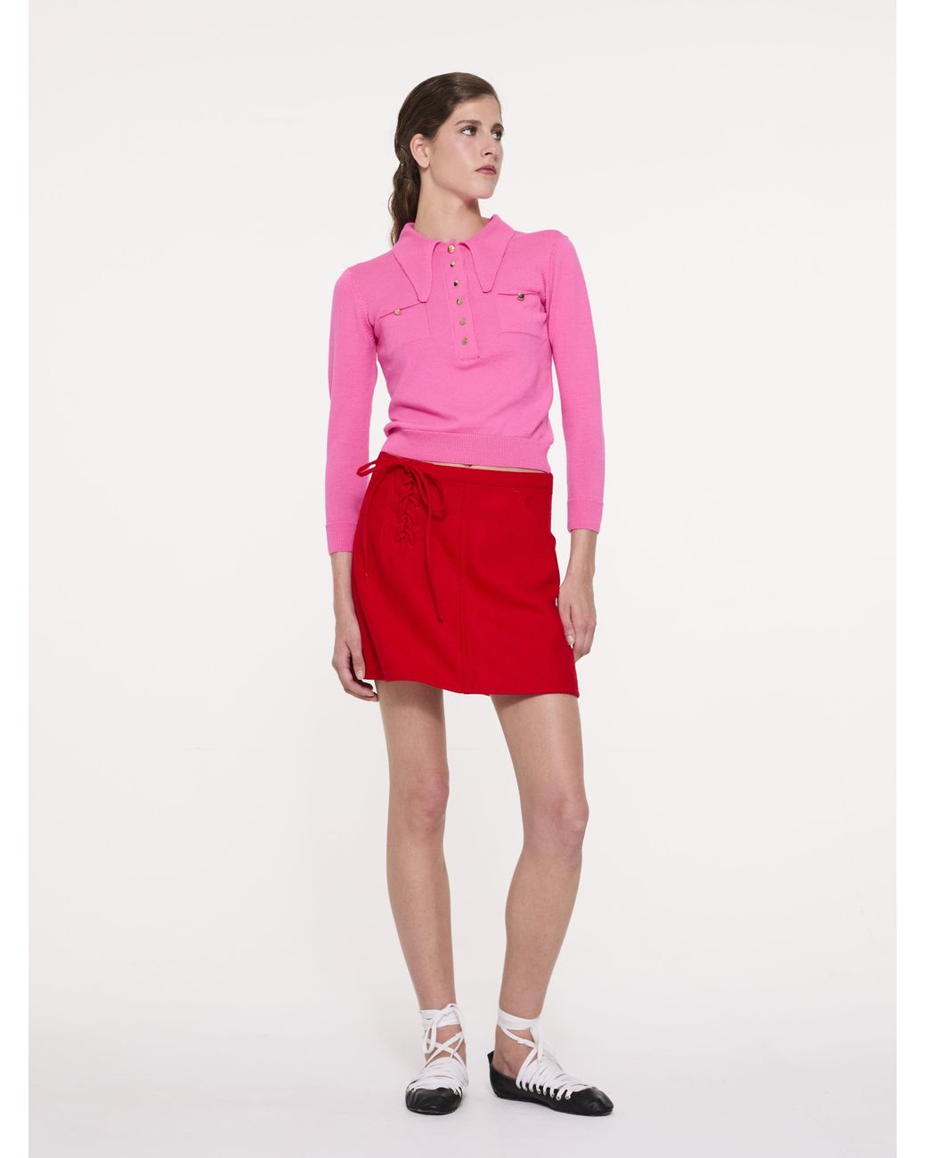 La Fetiche Pink Sammy Fine Weight Polo Top