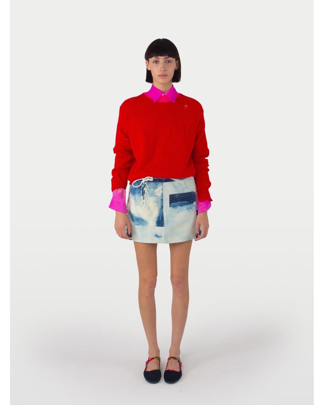 La Fetiche Red Millie Crew Neck Sweater