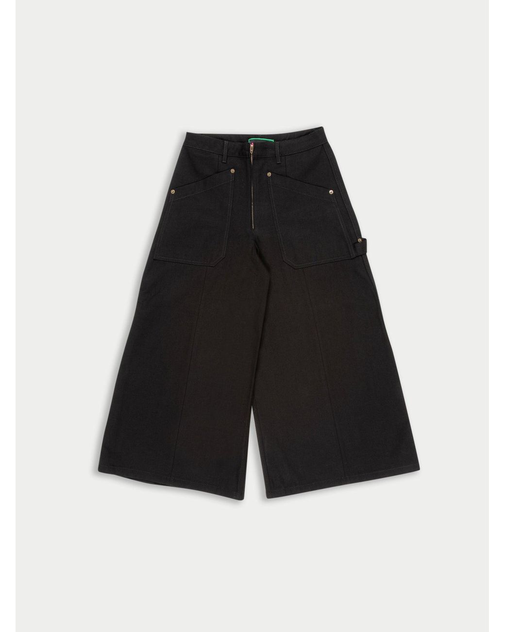 La Fetiche Black Honey High Waisted Deep Denim Culottes With Carpenter/Workwear Details