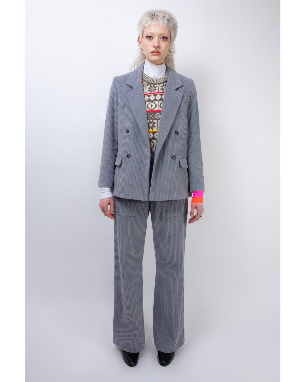 La Fetiche White Neil Highwaisted Corduroy Pant