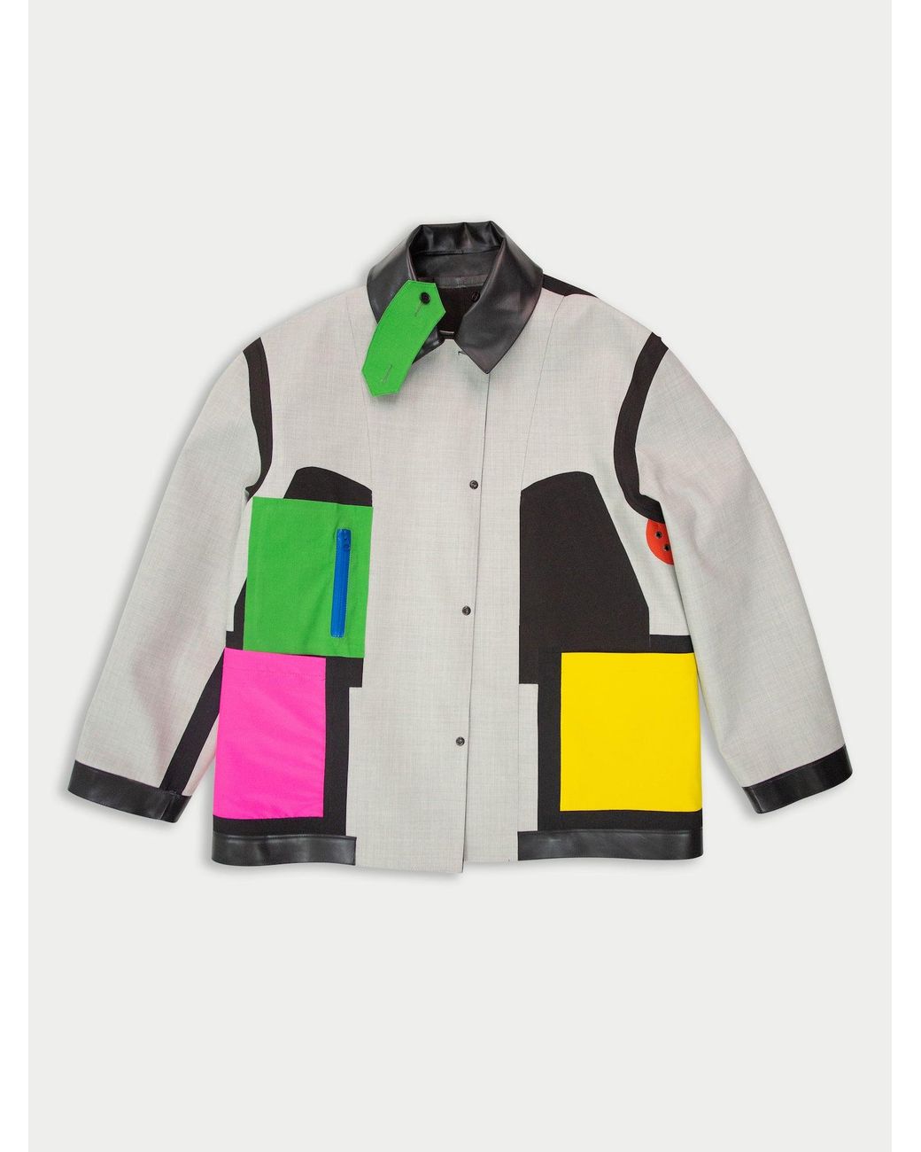 La Fetiche Multicolor Malevich Reversible Oversized Pea Coat