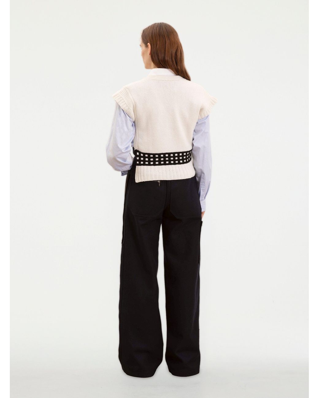 La Fetiche Blue David Raw-Cut Felt Sailor Pants With Military D Ring Belt
