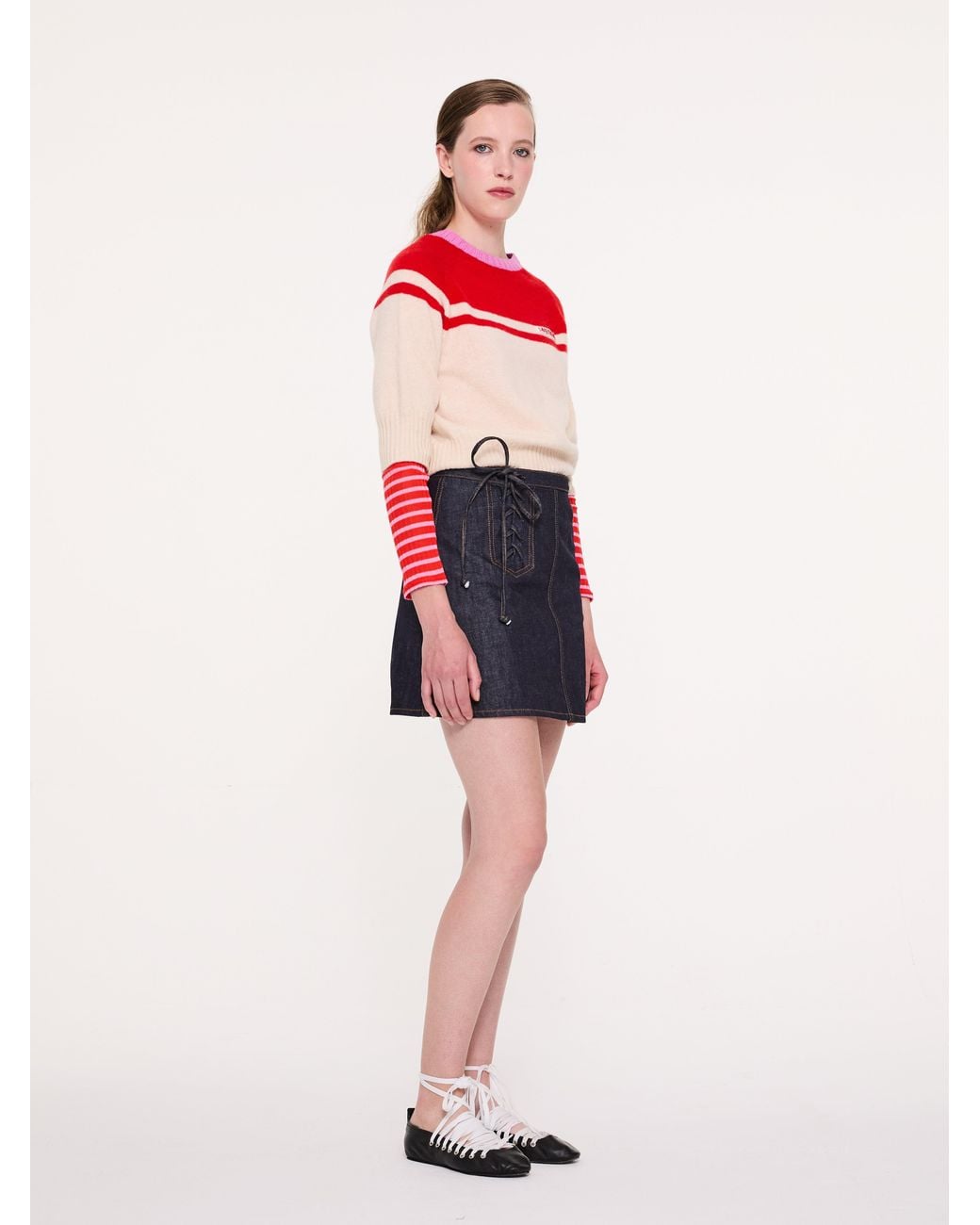 La Fetiche Red Ady 3/4 Sleeve Sweater
