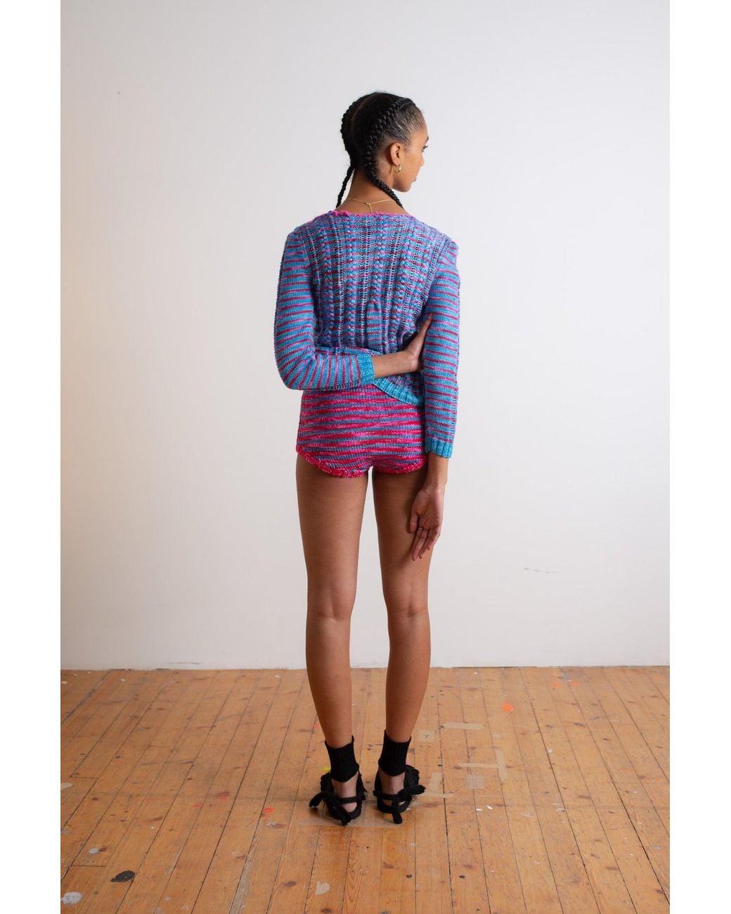 La Fetiche Pink Edie Handknitted Striped Pants