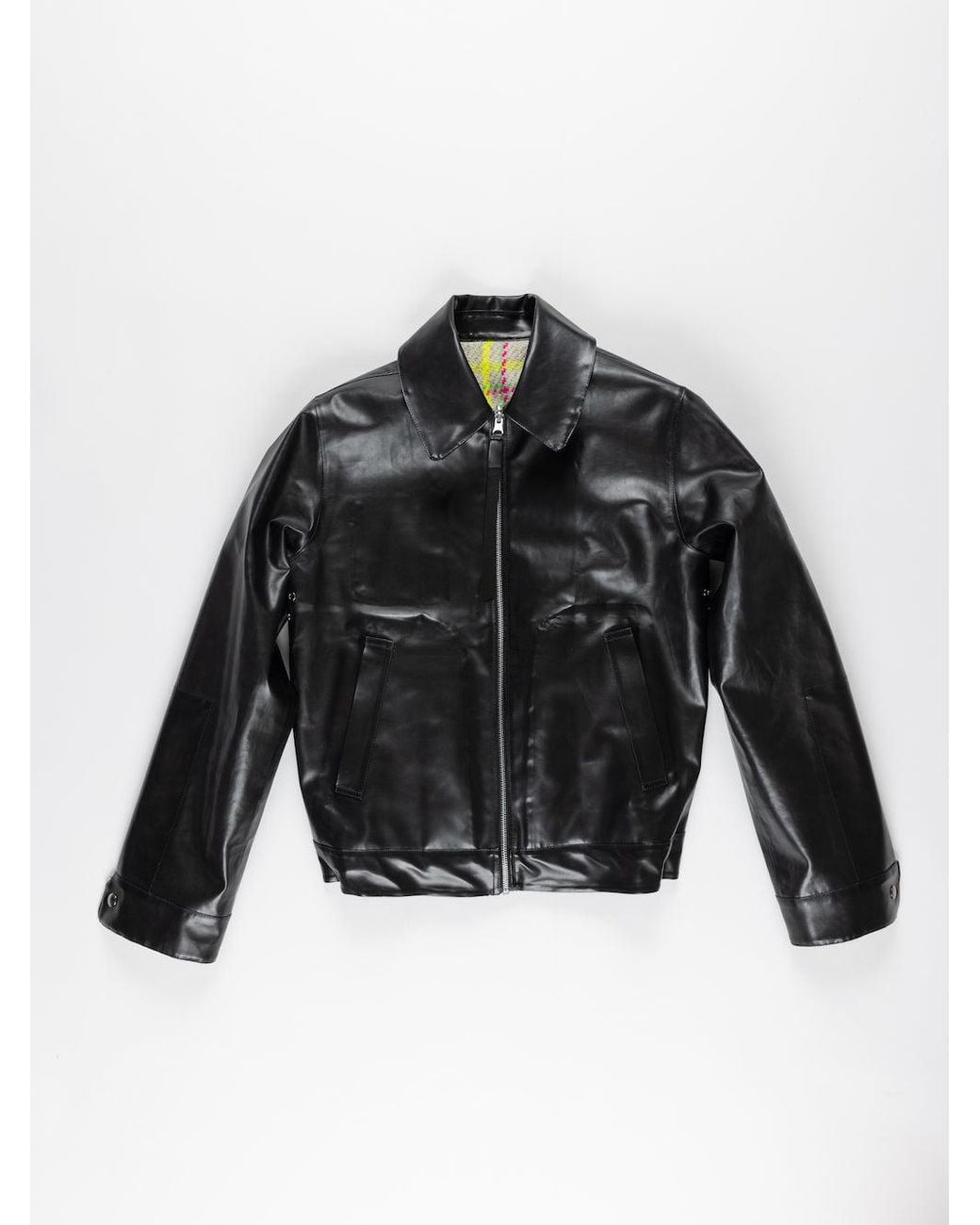 La Fetiche Black Jaime Polished Rubber Reversible Bomber Jacket
