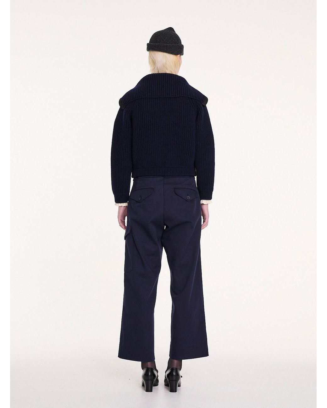 La Fetiche Blue Caxi Chunky Rib Knitted Jacket