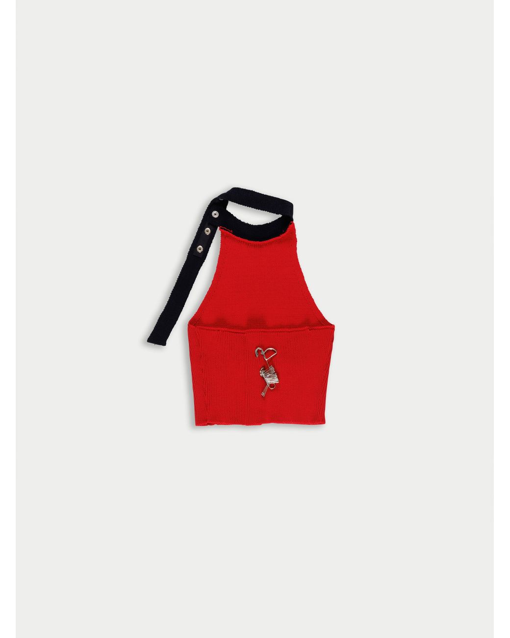 La Fetiche Red Jerry Ribbed Halterneck Top