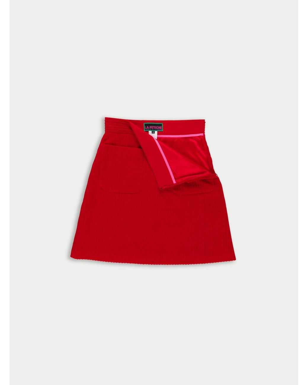 La Fetiche Red Zouzou Corduroy A-Line Skirt