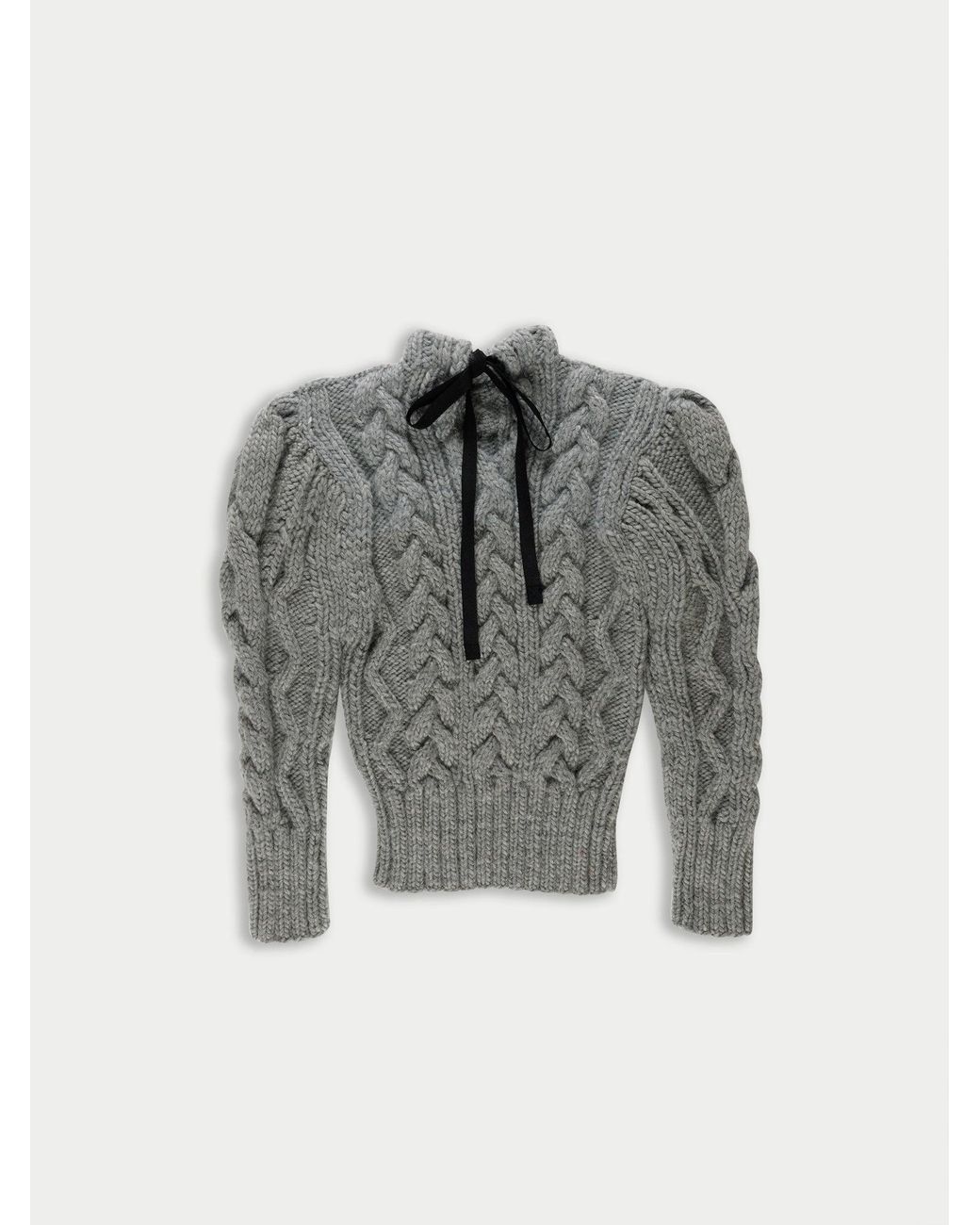 La Fetiche Gray Winona Hand Knitted Cable Sweater