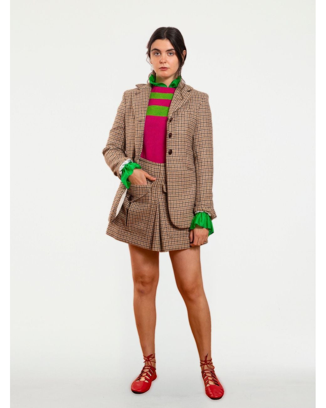 La Fetiche Natural Brigitte Tweed Mini Skirt