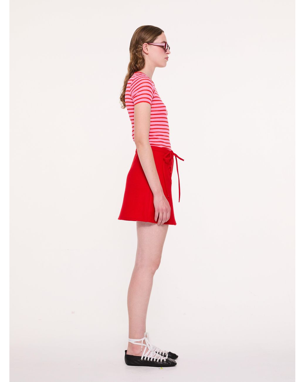 La Fetiche Pink Jaja Striped Short Sleeve Top