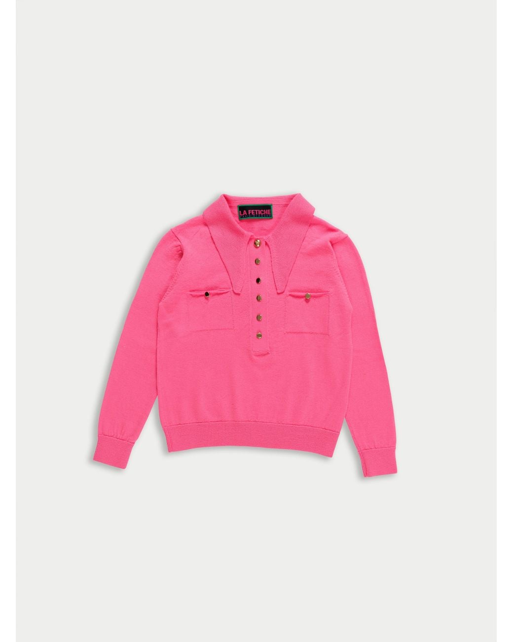 La Fetiche Pink Sammy Fine Weight Polo Top