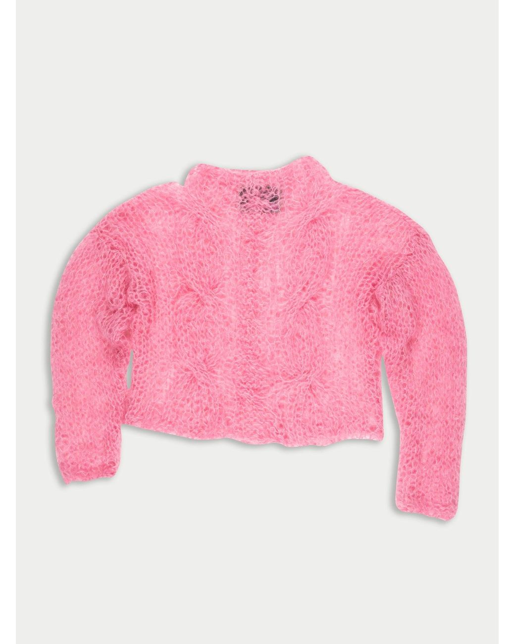 La Fetiche Pink Candy Hand Knitted Cable Mohair Sweater
