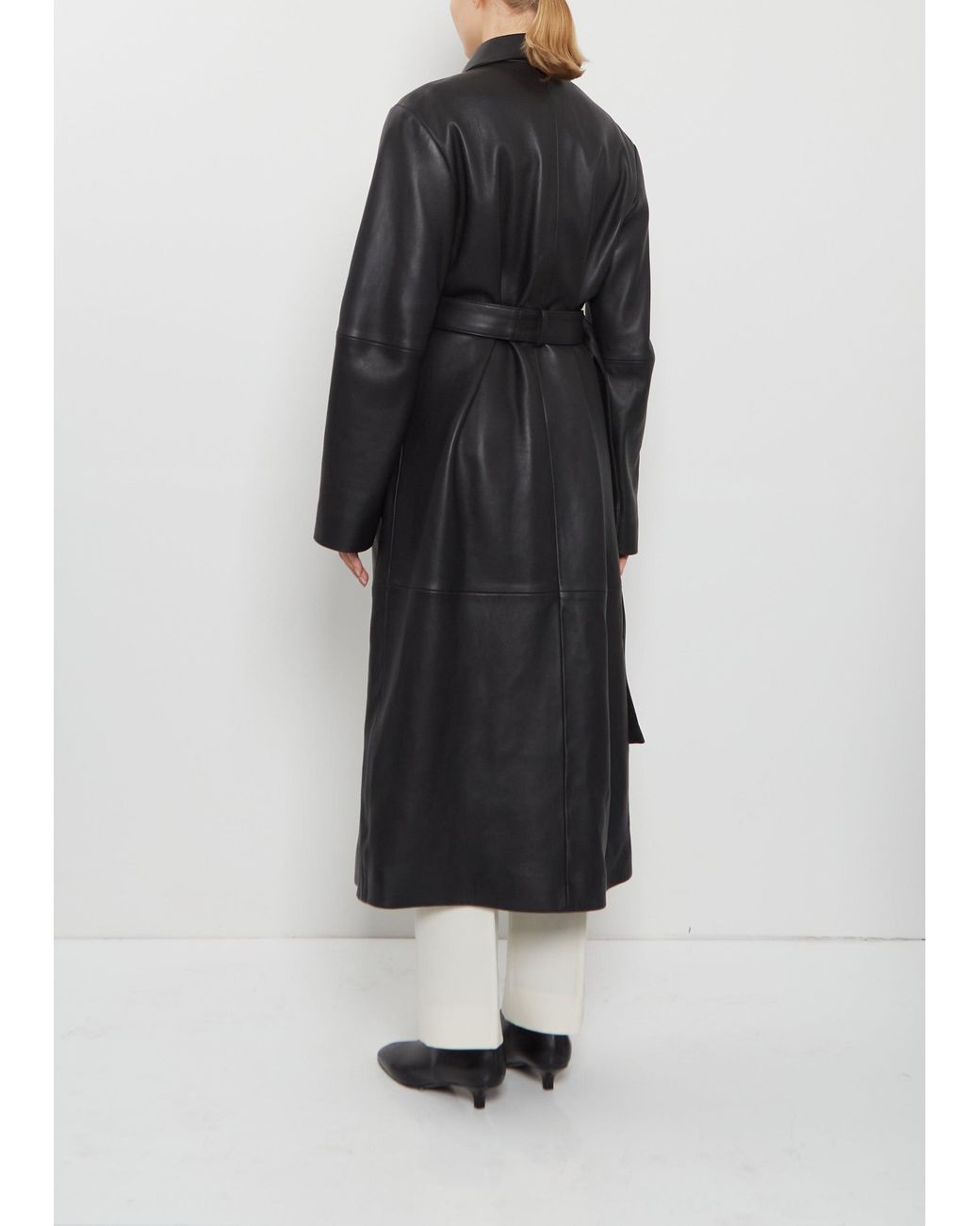 Totême  Black Belted Leather Coat