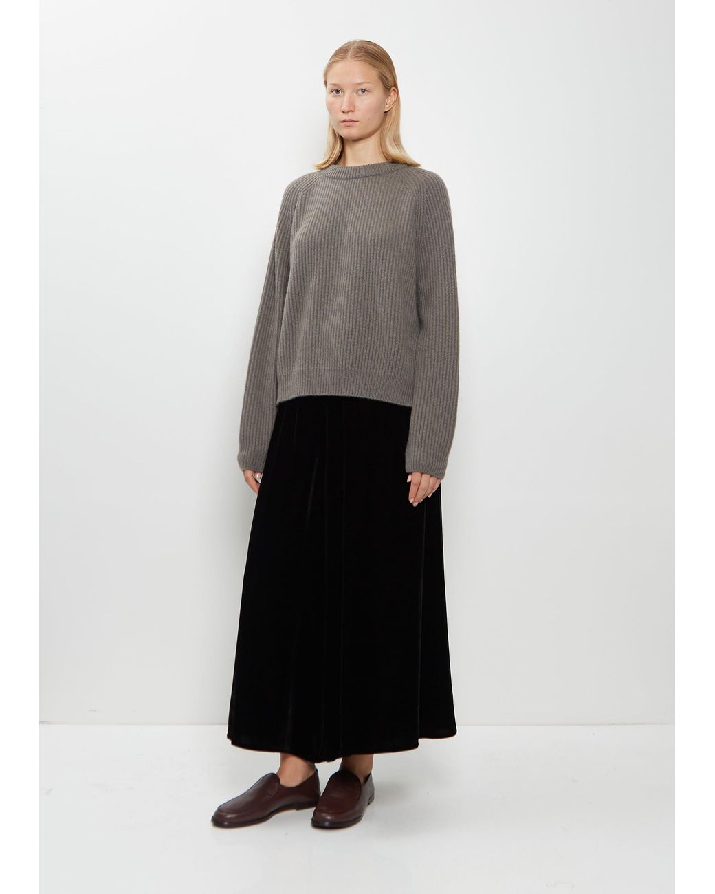 Dusan Gray Ribbed Cashmere Sweater