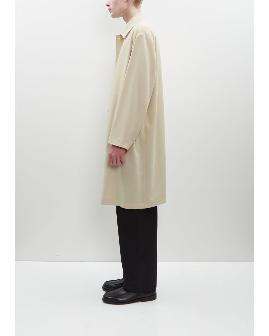 AURALEE Hard Twist Wool Twill Soutien Collar Coat in Natural | Lyst