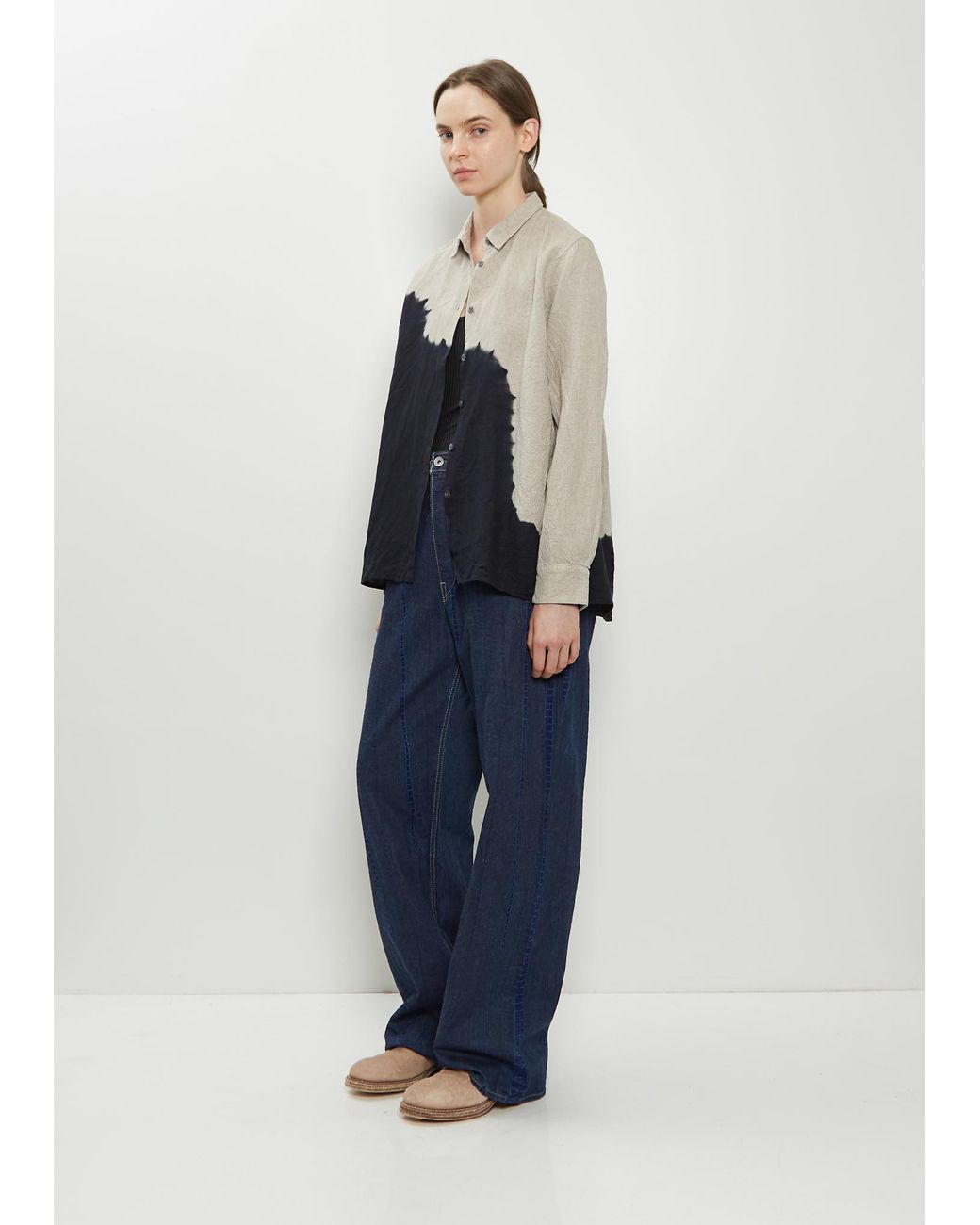 Suzusan Blue Linen Long Sleeve Shirt