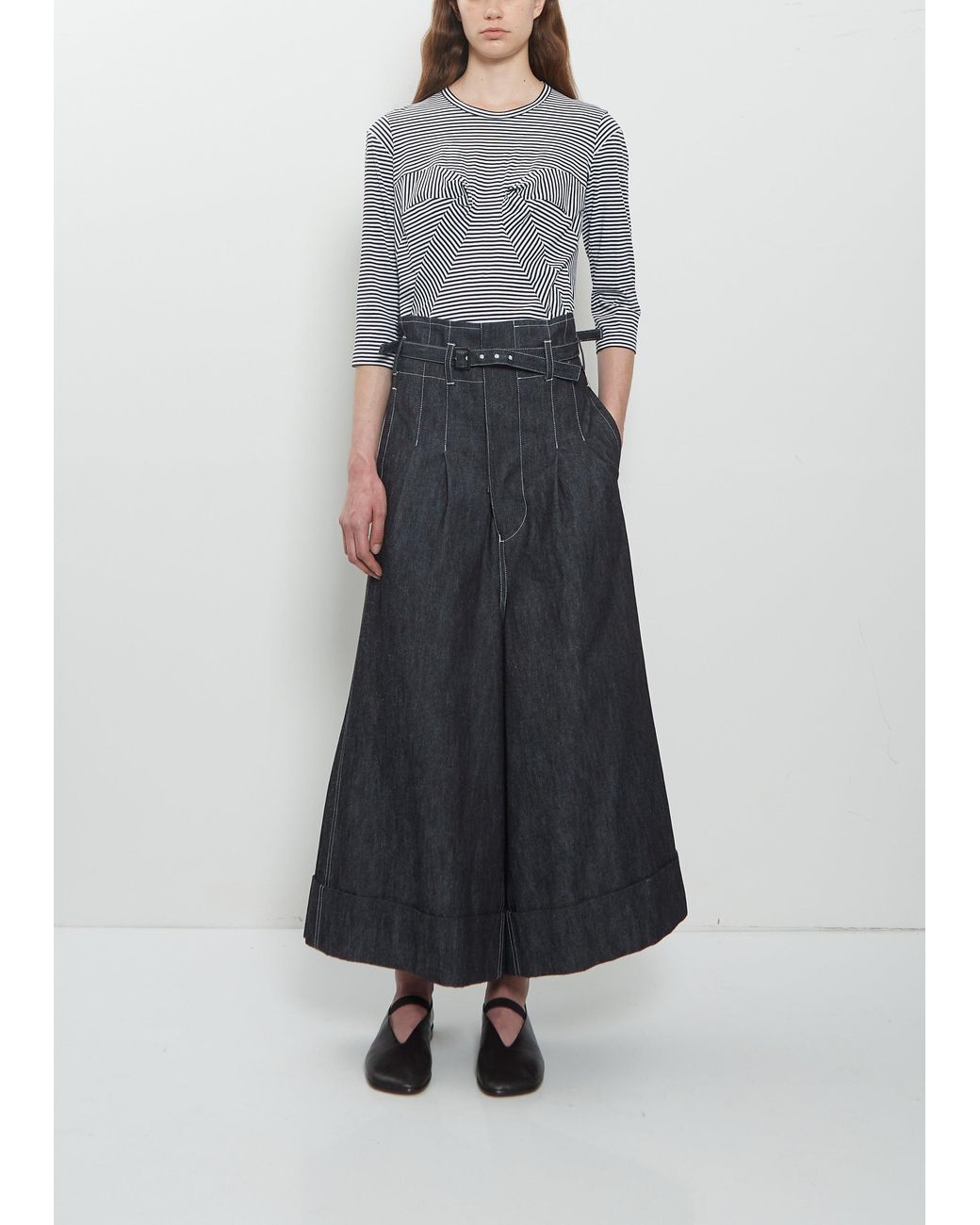 Junya Watanabe Gray High Waisted Pleated Wide Denim Jeans