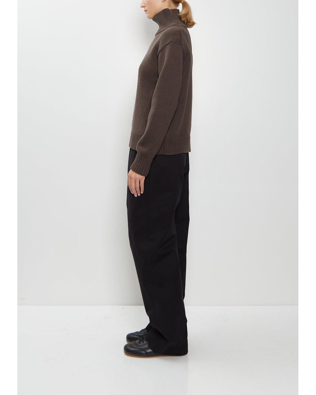 MHL by Margaret Howell Black Wool Cotton High Neck Sweater