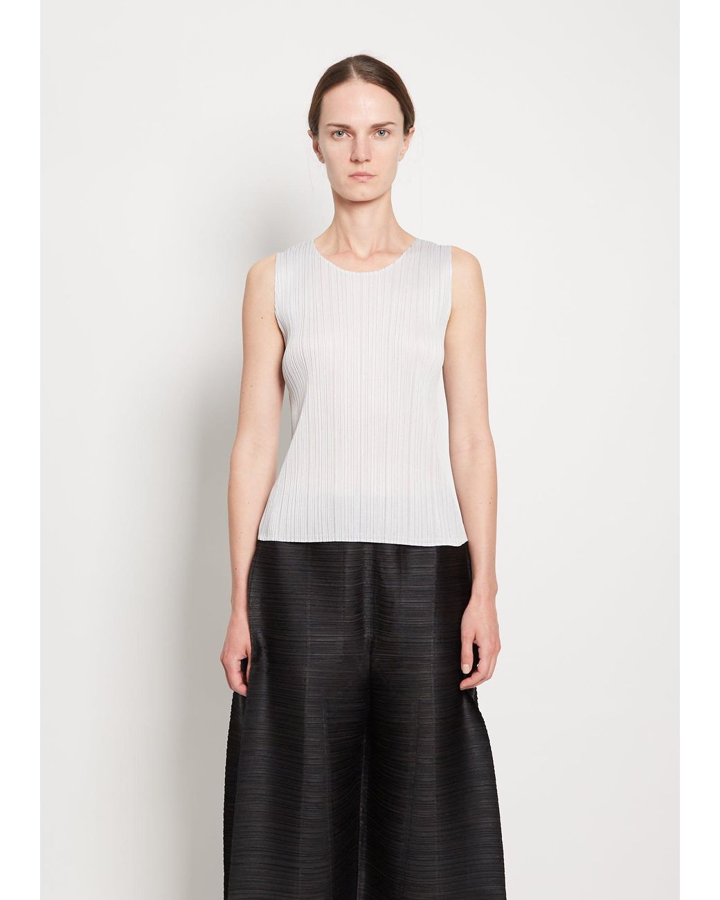 Pleats Please Issey Miyake Basics Top in White | Lyst