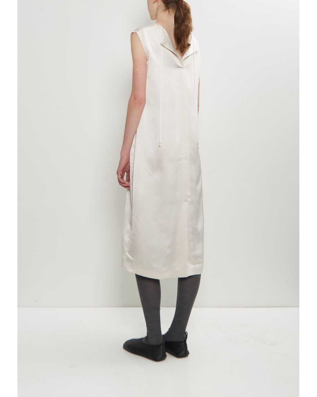 Carven White Satin Shift Dress
