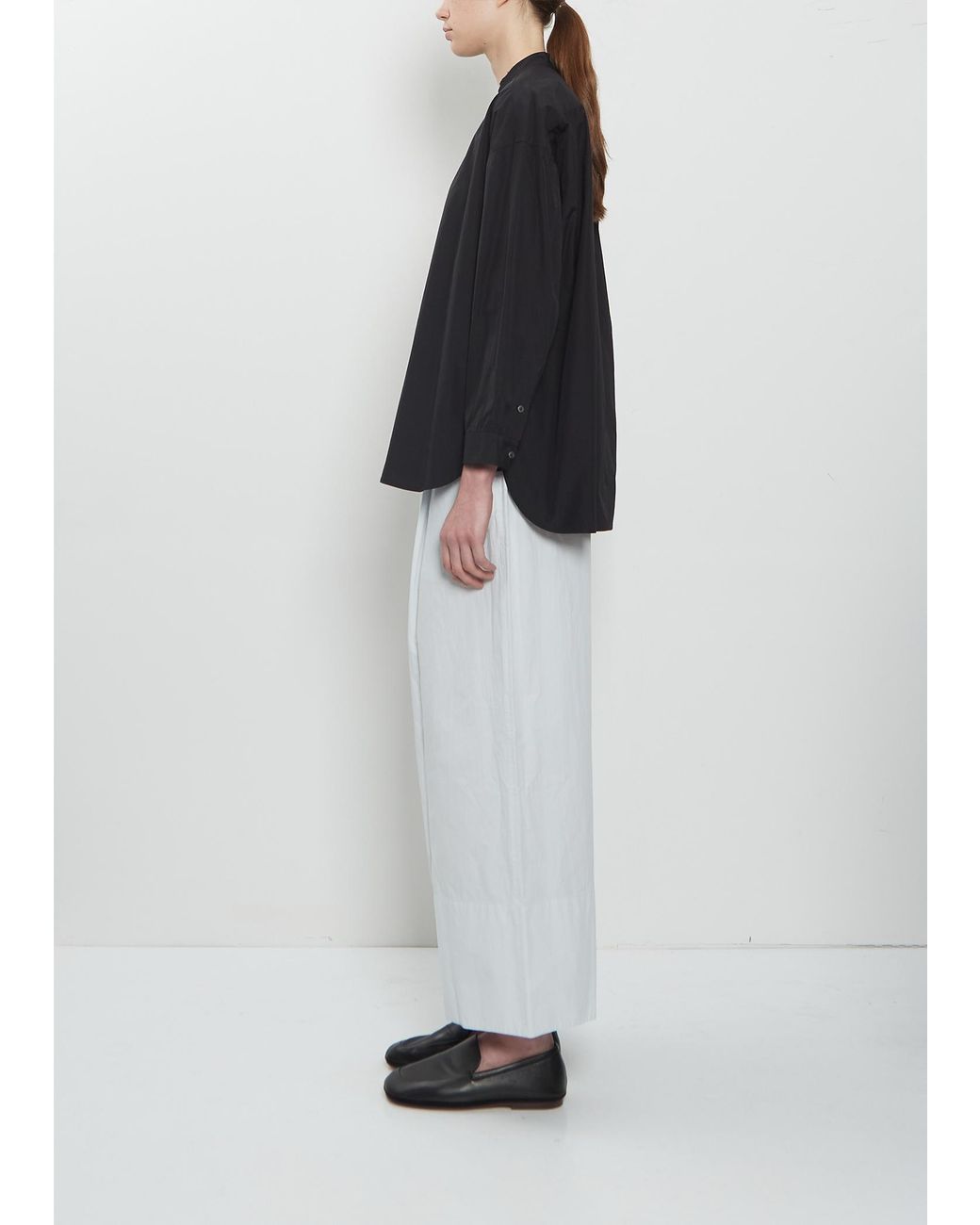 Arts & Science Black Band Collar Simple Cotton Shirt