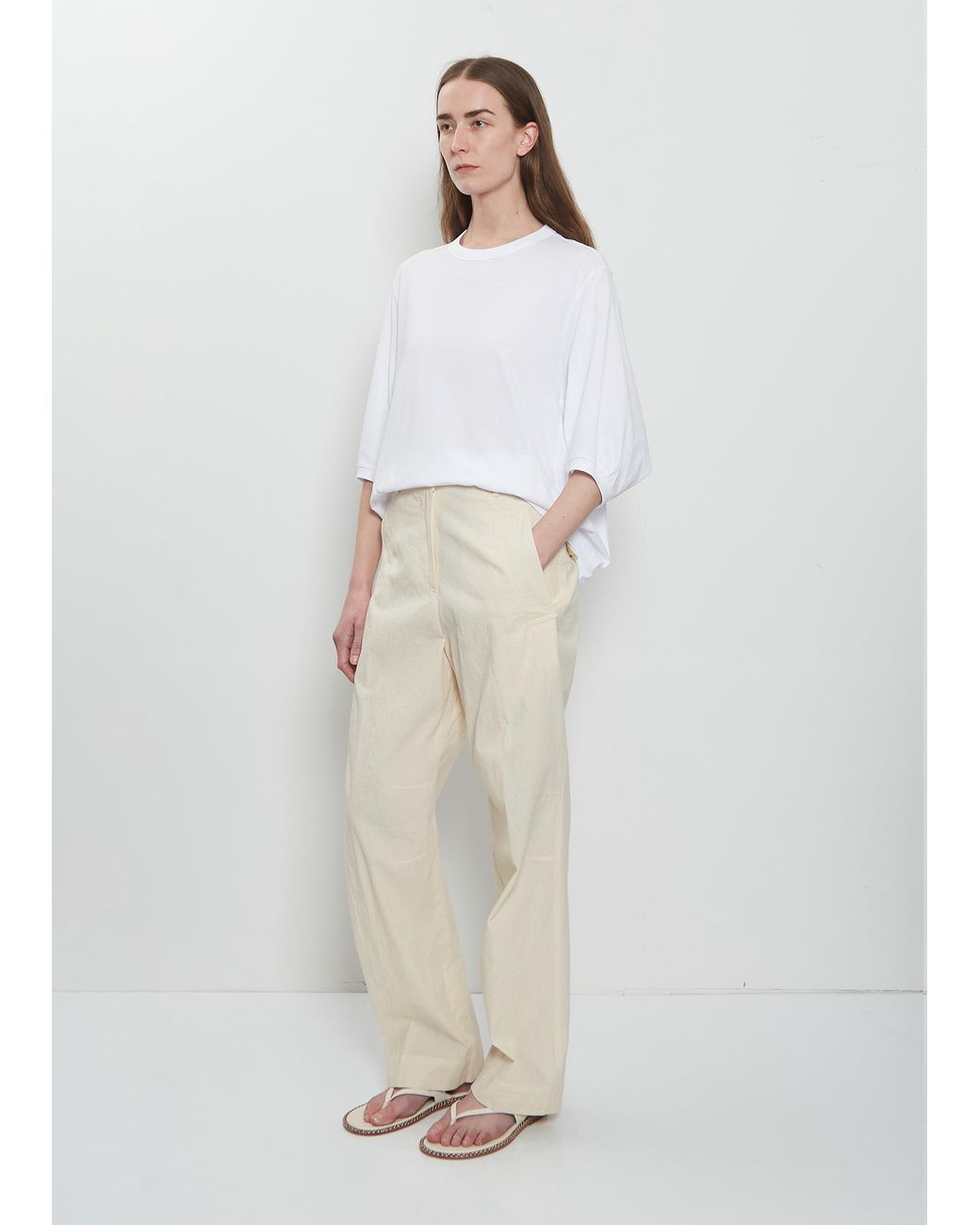 Dries Van Noten White Pincks Cotton Pants